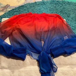 Akira Red and Blue See Through Crop Top Size M